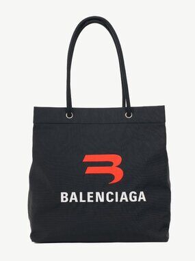 Balenciaga Explorer Black Nylon Logo-Embroidered Tote